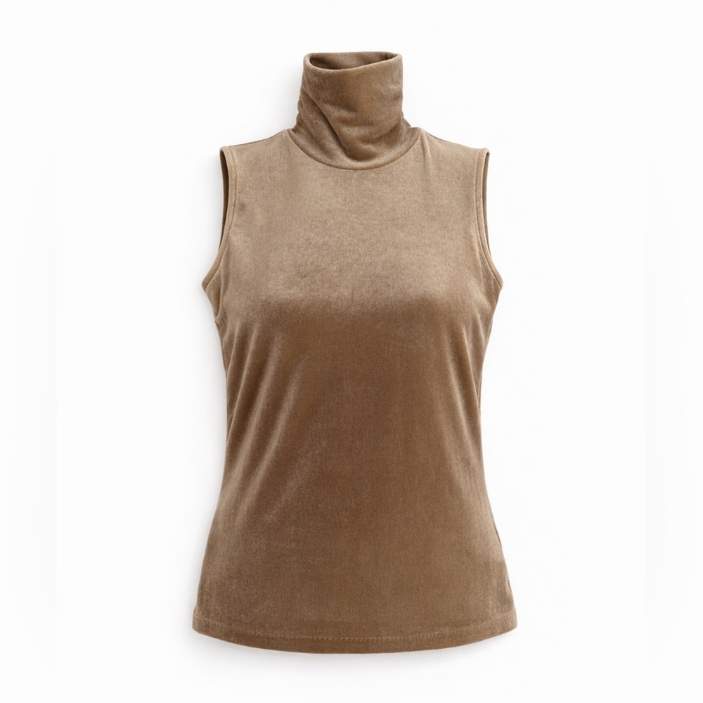 NWT Ralph Lauren Sleeveless Velvet Turtleneck Top